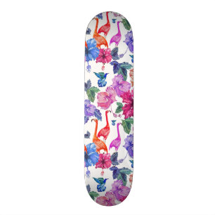 Skateboard Motif tropical d'aquarelle