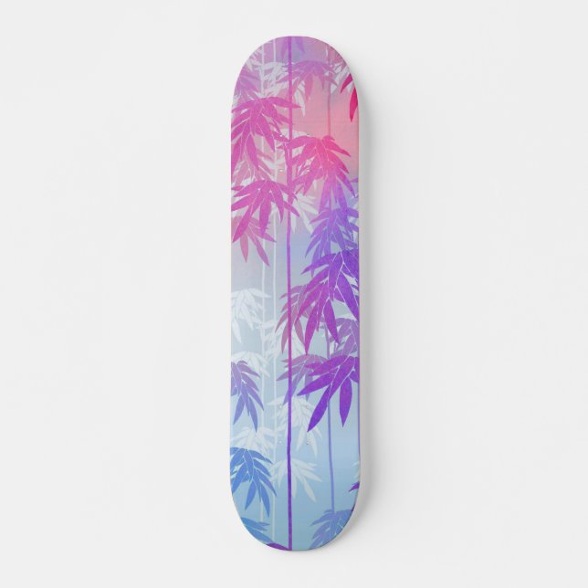 Skateboard Motif tropical de palmier d'aquarelle rose (Devant)