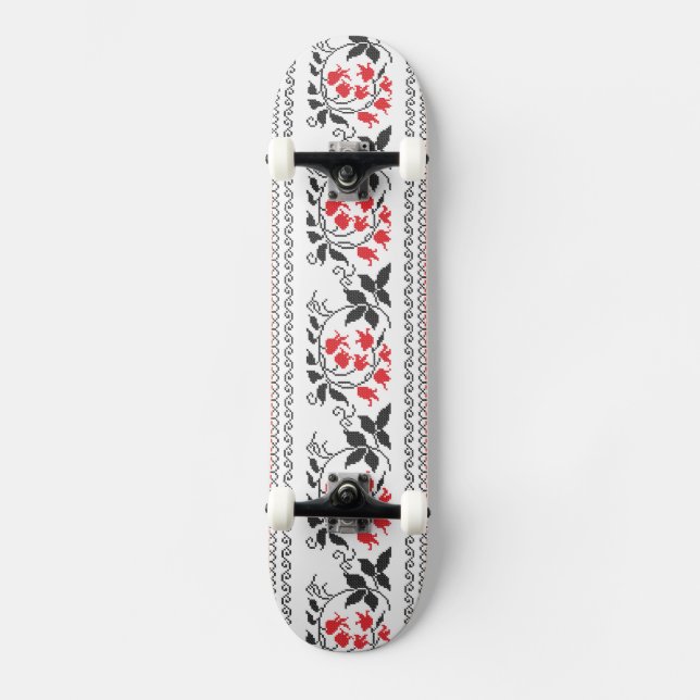 Skateboard Motif tulipe rouge (Recto)