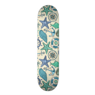 Skateboard Motif turquoise d'animaux de mer