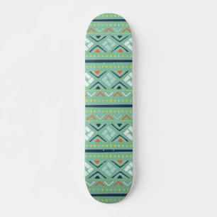Skateboard Motif vert bleu tribal géométrique moderne