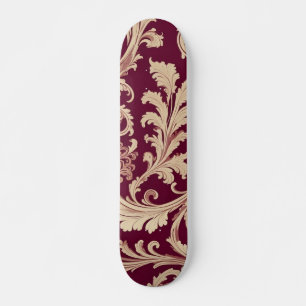 Skateboard Motif Vintage marron et beige