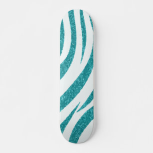 Skateboard Motif Zèbre Pailleté Sarcelle sur Design Moderne B
