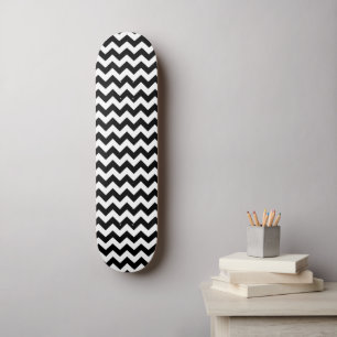Skateboard Motif Zigzag noir et blanc, Motif Chevron