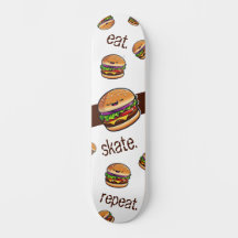 Skateboard-Motiv Burger Kawaii "eat skate repeat"