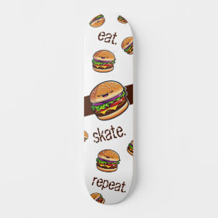 Skateboard-Motiv Burger Kawaii "eat skate repeat" Skateboard