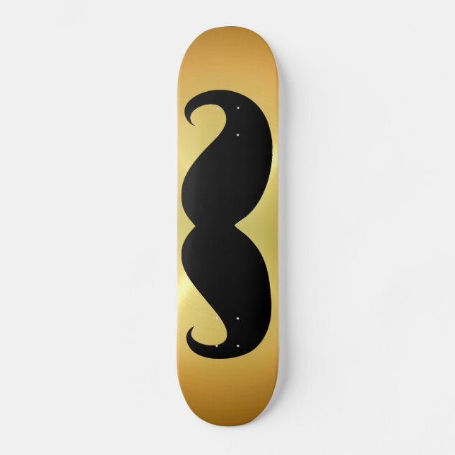 Skateboard Moustache noire drôle sur arrière - plan or (Recto)