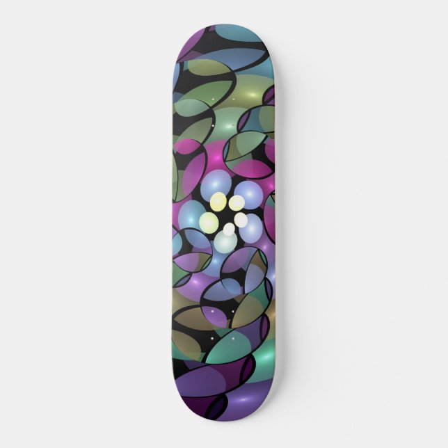 Skateboard Mouvements colorés Abstrait Trippy Fractal Art (Recto)