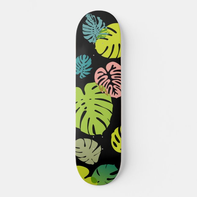 Skateboard Multicolor Feuilles tropicaux 2 (Recto)