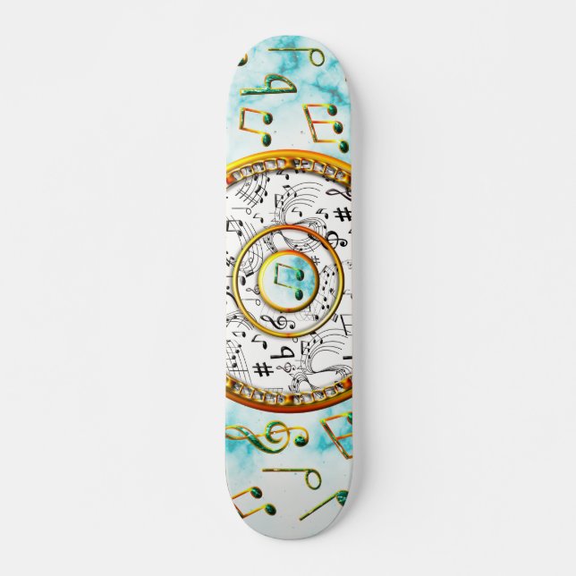 Skateboard Musique, Notes musicales, Marbre (Devant)