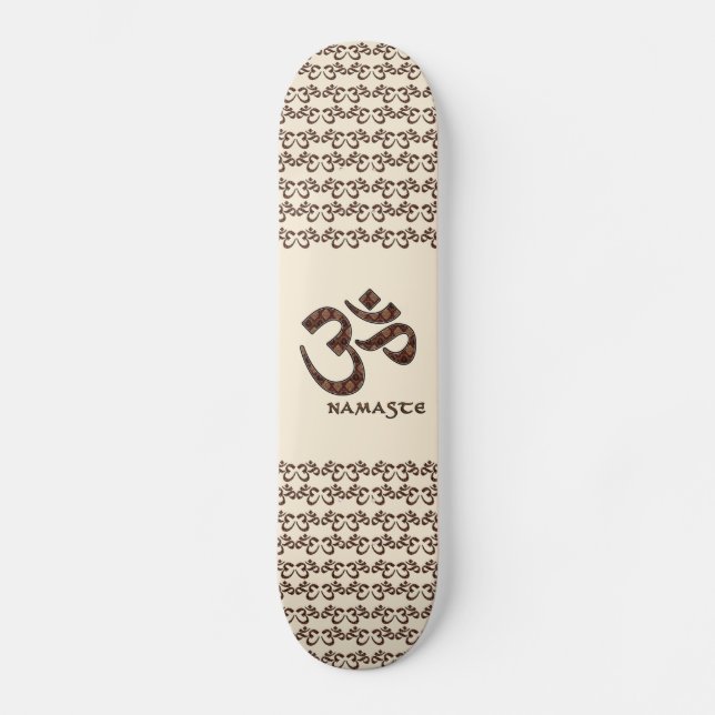 Skateboard Namaste avec son symbole Om Brown et sa crème (Recto)