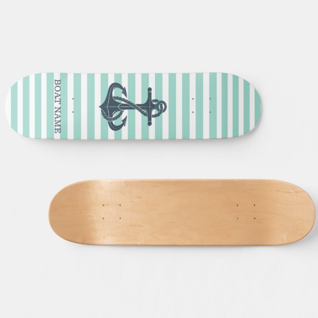 Skateboard Nautique, Ancre, Bandes vertes à la menthe (Horz)