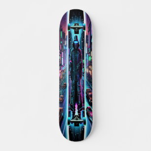 Skateboard "Neon Hacker : Cyberpunk Cityscape