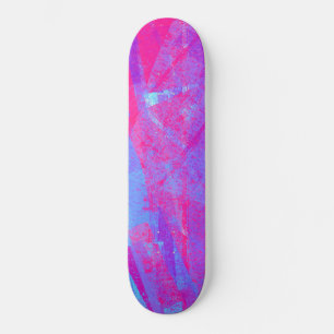 Skateboard Neon Pink & Aqua Blue Abstract