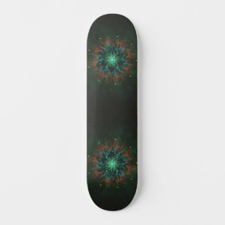 Skateboard Neon Starburst Fractal – Glowing Green and Electri