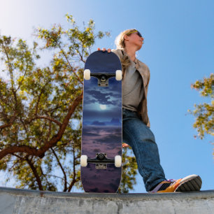 Skateboard Night Desert Pleine lune
