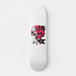 Skateboard Ninja Mondlicht mit Katana Kunstwerk Kanji