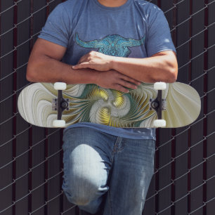 Skateboard Nobly Golden Turquoise Imaginaire Fractal Art