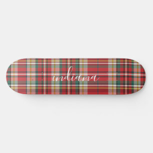 Skateboard Noël Plaid Rustique Rouge Vert Blanc Personnaliser