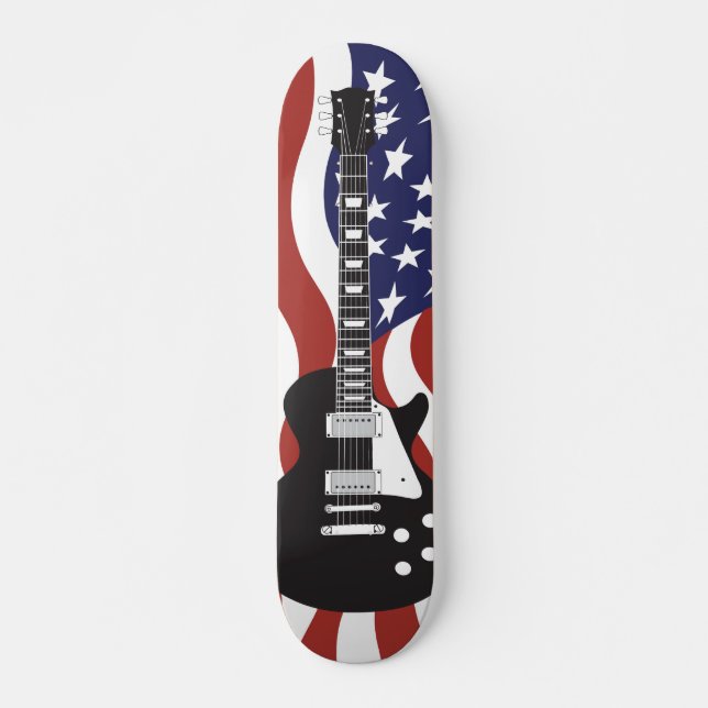 Skateboard Noir américain de guitare électrique d'icône (Devant)