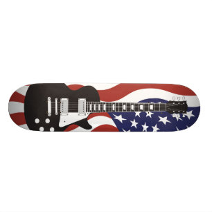 Skateboard Noir américain de guitare électrique d'icône