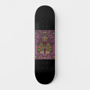 Skateboard noir avec insecte de couleur néon