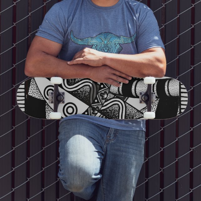 Skateboard Noir/Blanc Résumé de conception 7 3/4" Planche de  (Extérieur 3)