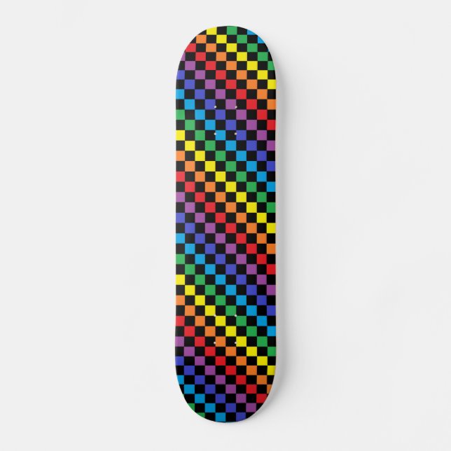 Skateboard Noir Checkered d'arc-en-ciel (Recto)
