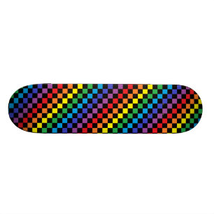 Skateboard Noir Checkered d'arc-en-ciel