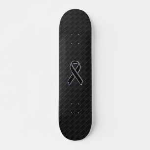 Skateboard Noir Chrome Style Ribbon Sensibilisation