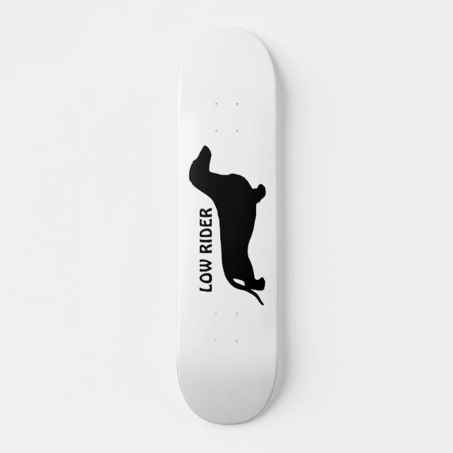 Skateboard Noir de silhouette de teckel + vos idées (Devant)