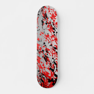 Skateboard Noir et rouge Abstrait éclaboussure et goutte