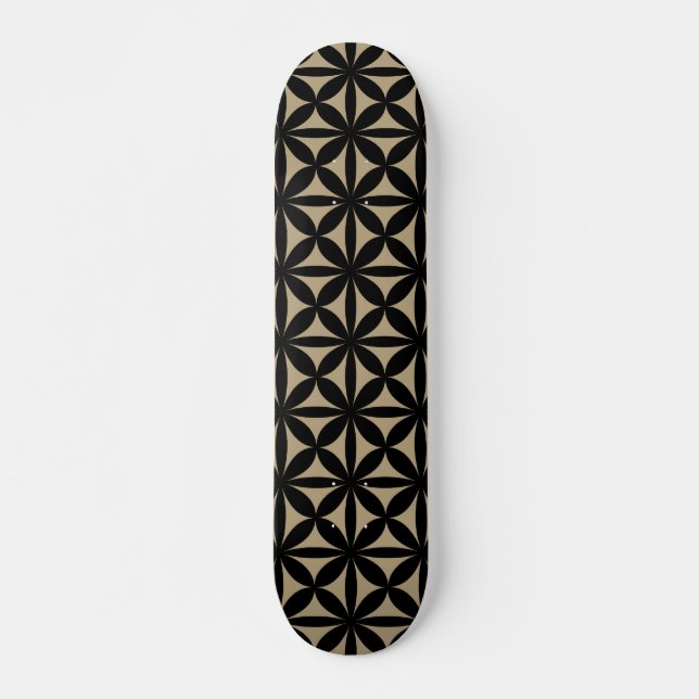 Skateboard Noir et Tan Moderne / Retro Print (Devant)