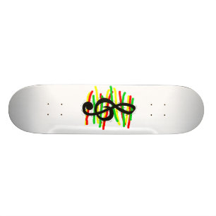Skateboard Noir graphique de clef triple avec le vert jaune