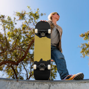 Skateboard Noir Gras avec Métallic Or Unique Stylé