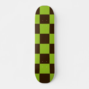 Skateboard Noir rétro et vert À damiers Motif Carré