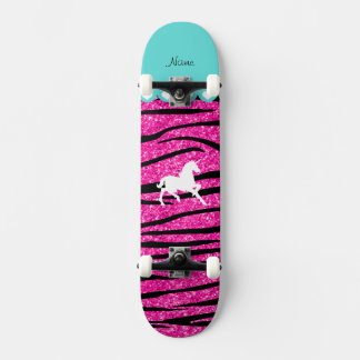 Skateboard Nom blanc licorne rose chaud parties scintillant z