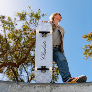 Skateboard Nom de parties scintillant bleu clair fille élégan