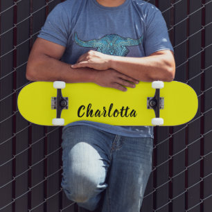 Skateboard Nom de personnalisation noir Couleur jaune néon