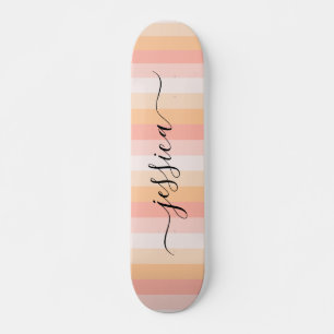 Skateboard Nom de script des bandes roses rousses