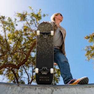 Skateboard Nom du monogramme de Parties scintillant or élégan