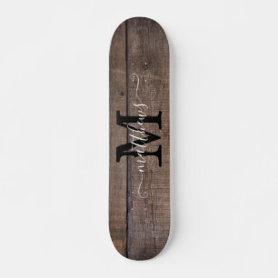Skateboard Nom du script du Motif de bois rustique