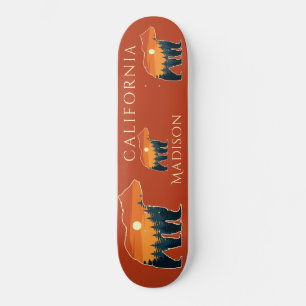 Skateboard Nom et texte personnalisés Forêt d'ours