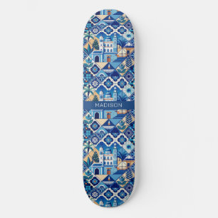 Skateboard Nom personnalisé Azulejo Tiles Motif