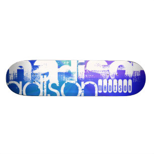 Skateboard Nom personnalisé ; blanc et Abstrait violet, vert,