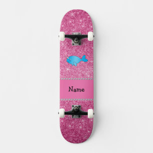 Skateboard Nom personnalisé bleu narval parties scintillant r