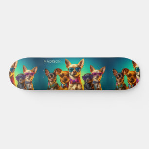 Skateboard Nom personnalisé Chiens amusants