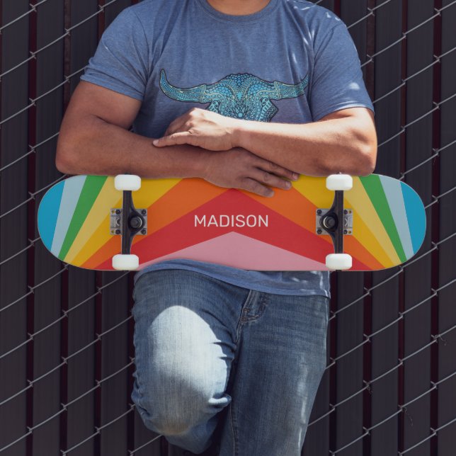 Skateboard Nom personnalisé Couleurs arc-en-ciel (Extérieur 3)
