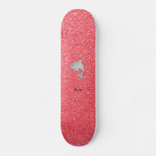 Skateboard Nom personnalisé dauphin parties scintillant rose