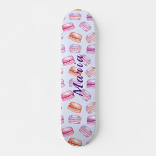 Skateboard Nom personnalisé des macarons mignons